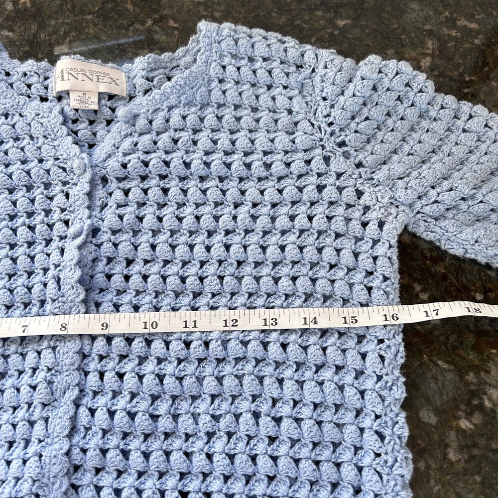 Vintage Casual Corner Baby Blue Crocheted. Coastal. Cottagecore. Y2K.  Festival - Picture 10 of 16
